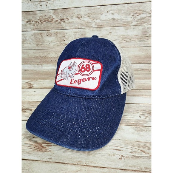 Disney Eeyore - Winnie the Pooh 68 Blue Denim Mesh Trucker Style Snapback Hat - Picture 3 of 11